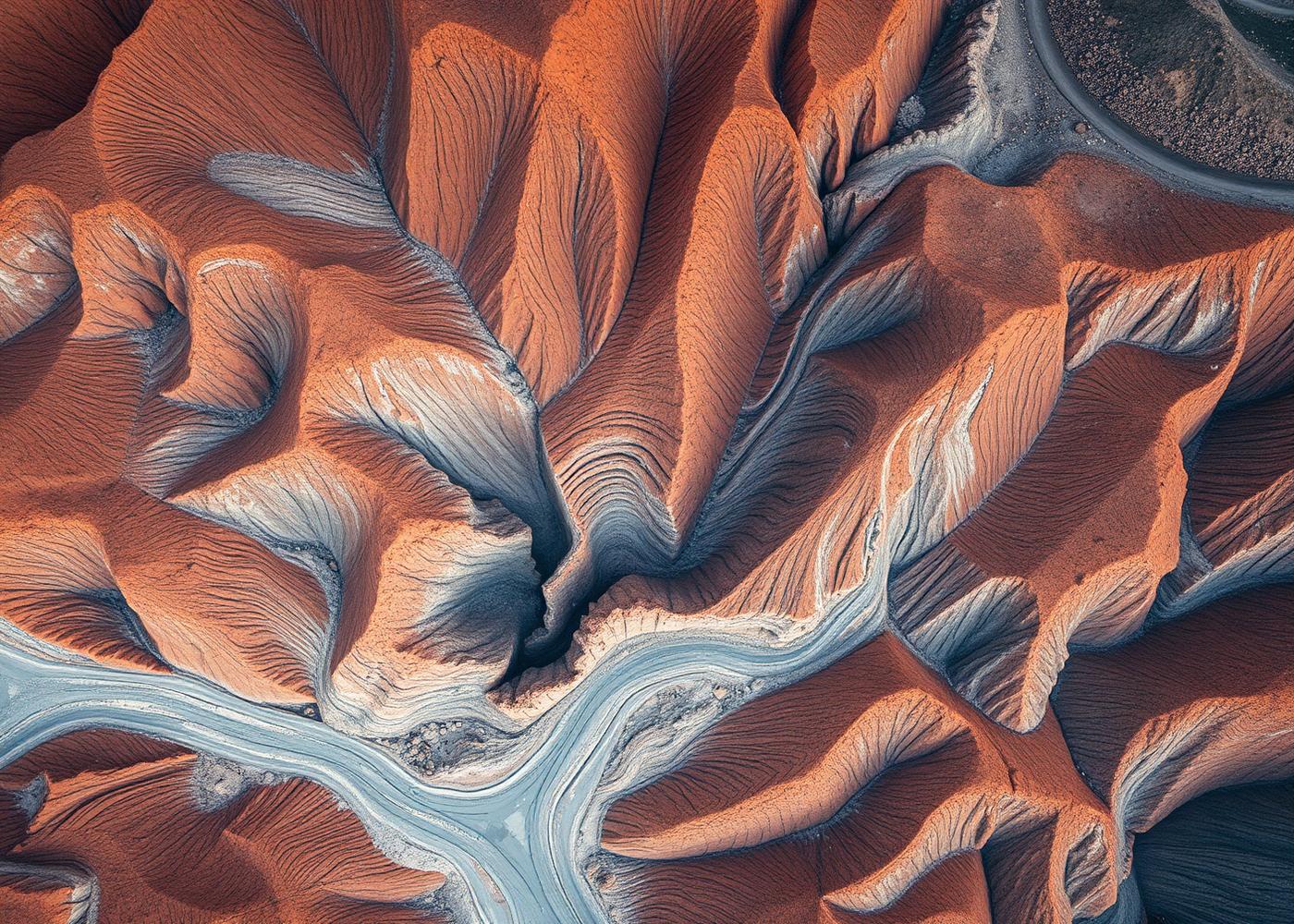 Aerial view of mining geology