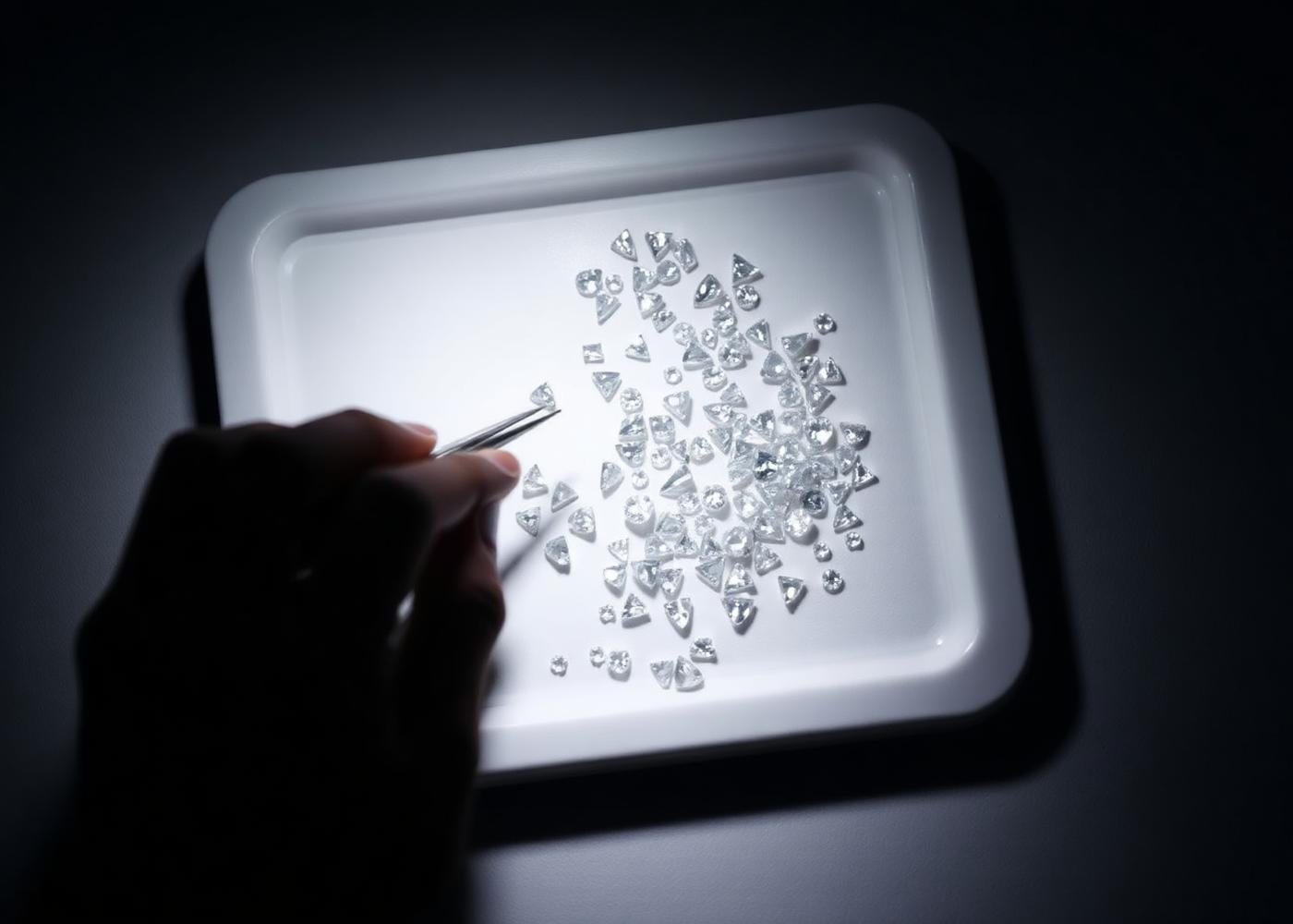 Master sorter examining diamonds